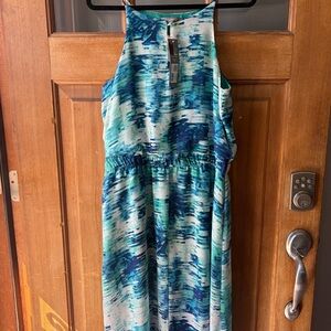 Daisy Fuentes Teal and Navy Maxi Dress